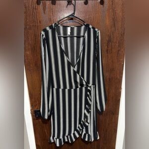 Elegant Black and White Striped Dress